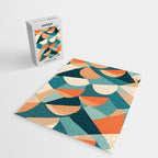 1/4 Cut, Abstract Fresh Fruits Citrus, Orange Lemon Illustration Scandinavian, Pastel Geometric Shapes eclectic Contemporary Modern Boho Jigsaw Puzzle Gallery Image 2