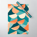 1/4 Cut, Abstract Fresh Fruits Citrus, Orange Lemon Illustration Scandinavian, Pastel Geometric Shapes eclectic Contemporary Modern Boho Wrapping Paper Gallery Image 1