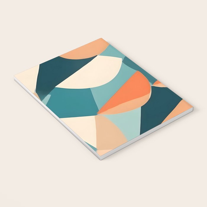 1/4 Cut, Abstract Fresh Fruits Citrus, Orange Lemon Illustration Scandinavian, Pastel Geometric Shapes eclectic Contemporary Modern Boho Notebook Gallery Image 3