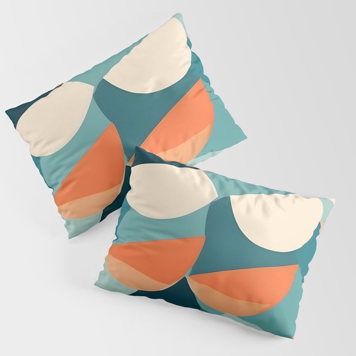 1/4 Cut, Abstract Fresh Fruits Citrus, Orange Lemon Illustration Scandinavian, Pastel Geometric Shapes eclectic Contemporary Modern Boho Pillow Sham Gallery Image 1