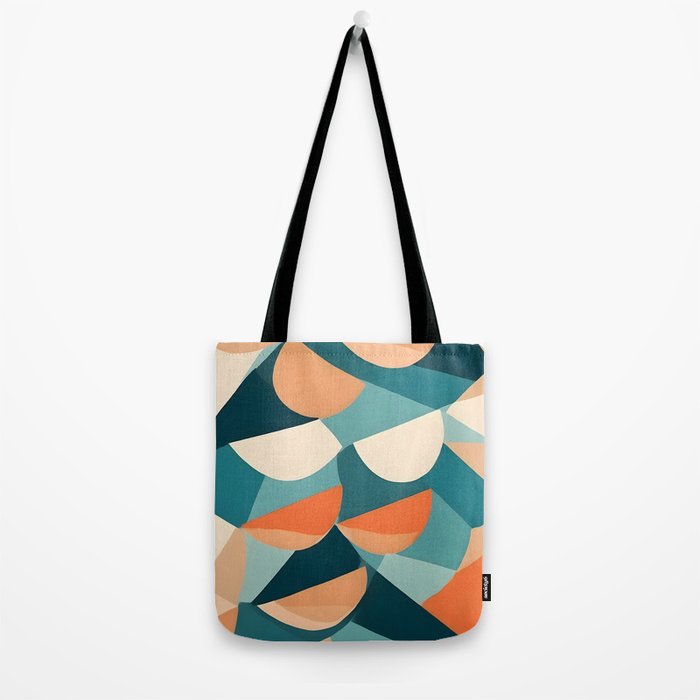 1/4 Cut, Abstract Fresh Fruits Citrus, Orange Lemon Illustration Scandinavian, Pastel Geometric Shapes eclectic Contemporary Modern Boho Tote Bag Gallery Image 2