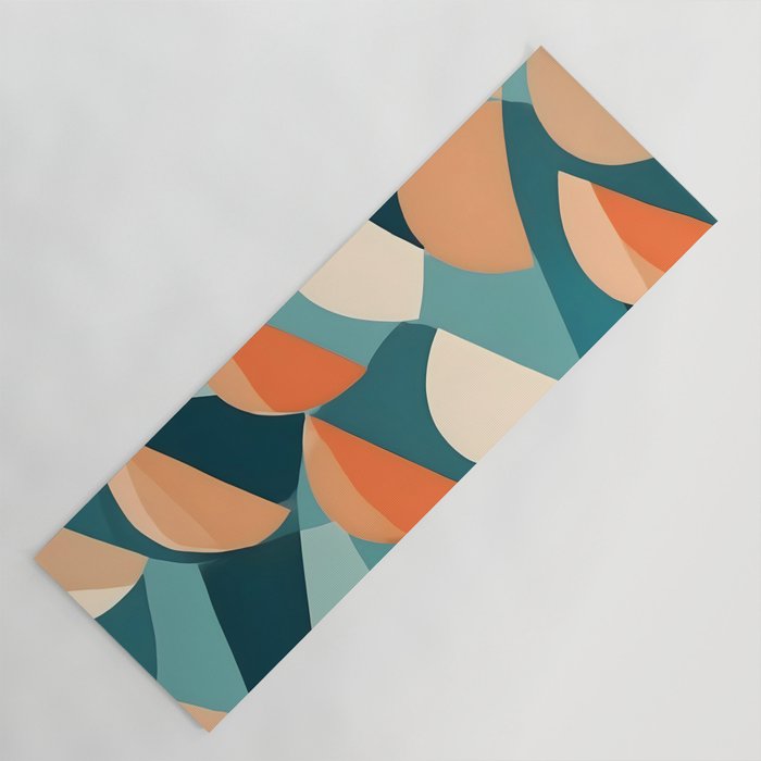 1/4 Cut, Abstract Fresh Fruits Citrus, Orange Lemon Illustration Scandinavian, Pastel Geometric Shapes eclectic Contemporary Modern Boho Yoga Mat Gallery Image 1