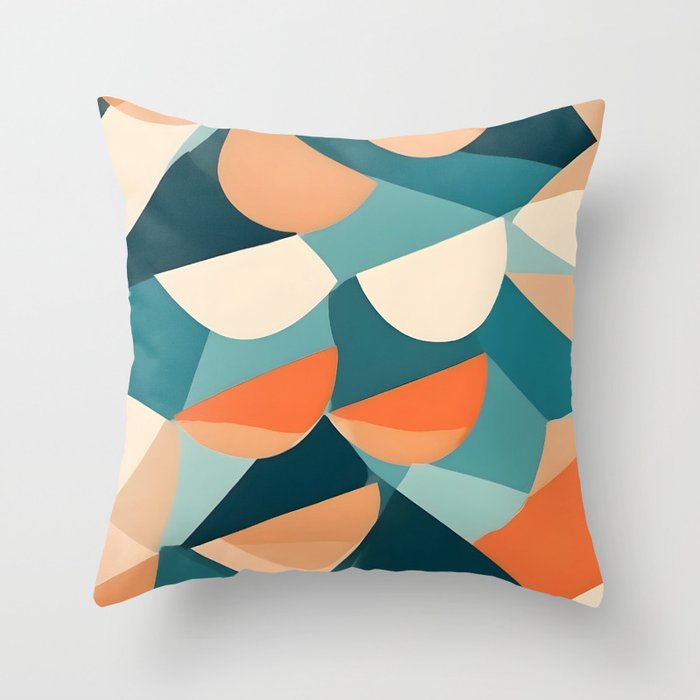 1/4 Cut, Abstract Fresh Fruits Citrus, Orange Lemon Illustration Scandinavian, Pastel Geometric Shapes eclectic Contemporary Modern Boho Throw Pillow Gallery Image 6