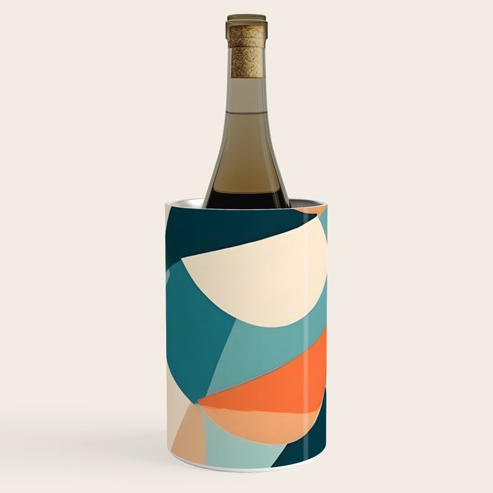 1/4 Cut, Abstract Fresh Fruits Citrus, Orange Lemon Illustration Scandinavian, Pastel Geometric Shapes eclectic Contemporary Modern Boho Wine Chiller Gallery Image 2