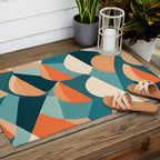 1/4 Cut, Abstract Fresh Fruits Citrus, Orange Lemon Illustration Scandinavian, Pastel Geometric Shapes eclectic Contemporary Modern Boho Outdoor Rug Gallery Image 2