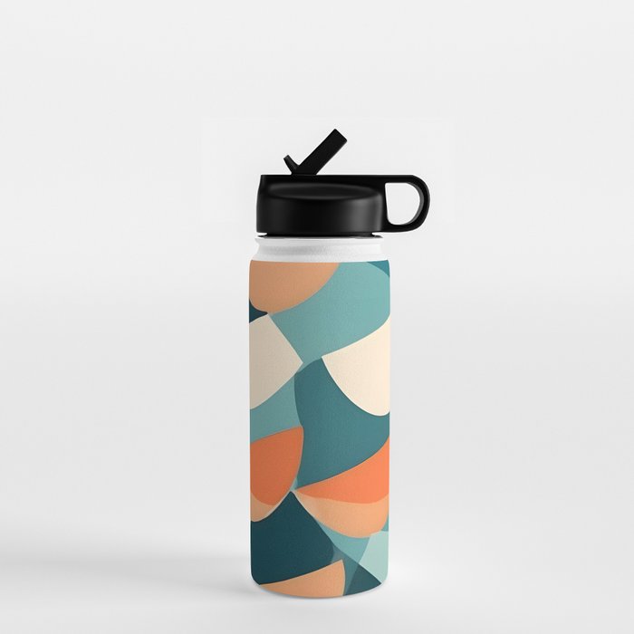 1/4 Cut, Abstract Fresh Fruits Citrus, Orange Lemon Illustration Scandinavian, Pastel Geometric Shapes eclectic Contemporary Modern Boho Water Bottle Gallery Image 1