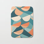 1/4 Cut, Abstract Fresh Fruits Citrus, Orange Lemon Illustration Scandinavian, Pastel Geometric Shapes eclectic Contemporary Modern Boho Bath Mat Gallery Image 1