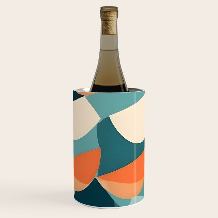 1/4 Cut, Abstract Fresh Fruits Citrus, Orange Lemon Illustration Scandinavian, Pastel Geometric Shapes eclectic Contemporary Modern Boho Wine Chiller Gallery Image 1