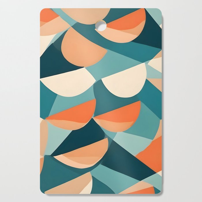 1/4 Cut, Abstract Fresh Fruits Citrus, Orange Lemon Illustration Scandinavian, Pastel Geometric Shapes eclectic Contemporary Modern Boho Cutting Board Gallery Image 1