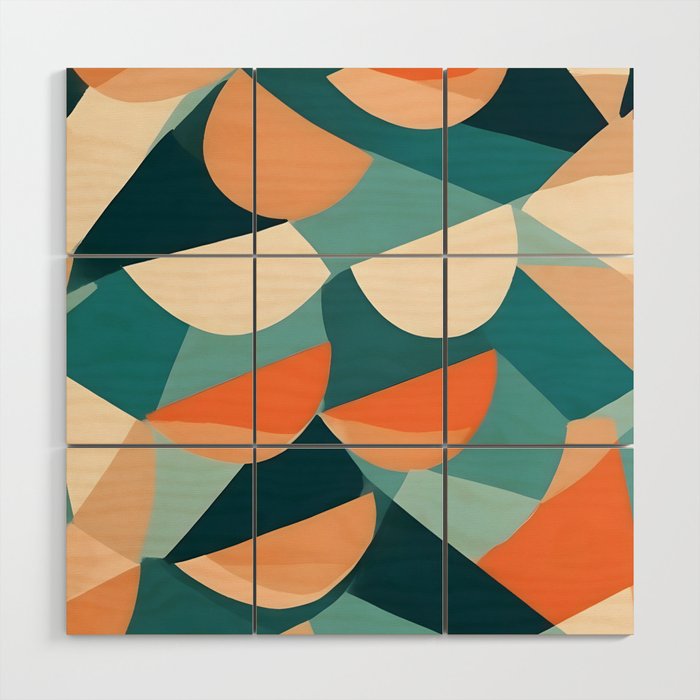 1/4 Cut, Abstract Fresh Fruits Citrus, Orange Lemon Illustration Scandinavian, Pastel Geometric Shapes eclectic Contemporary Modern Boho Wood Wall Art Gallery Image 1