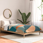 1/4 Cut, Abstract Fresh Fruits Citrus, Orange Lemon Illustration Scandinavian, Pastel Geometric Shapes eclectic Contemporary Modern Boho Comforter Gallery Image 2