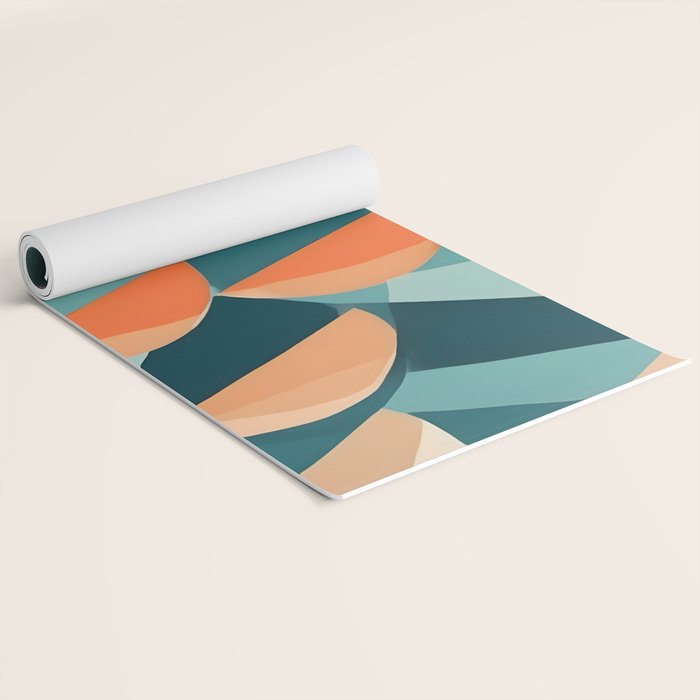 1/4 Cut, Abstract Fresh Fruits Citrus, Orange Lemon Illustration Scandinavian, Pastel Geometric Shapes eclectic Contemporary Modern Boho Yoga Mat Gallery Image 2