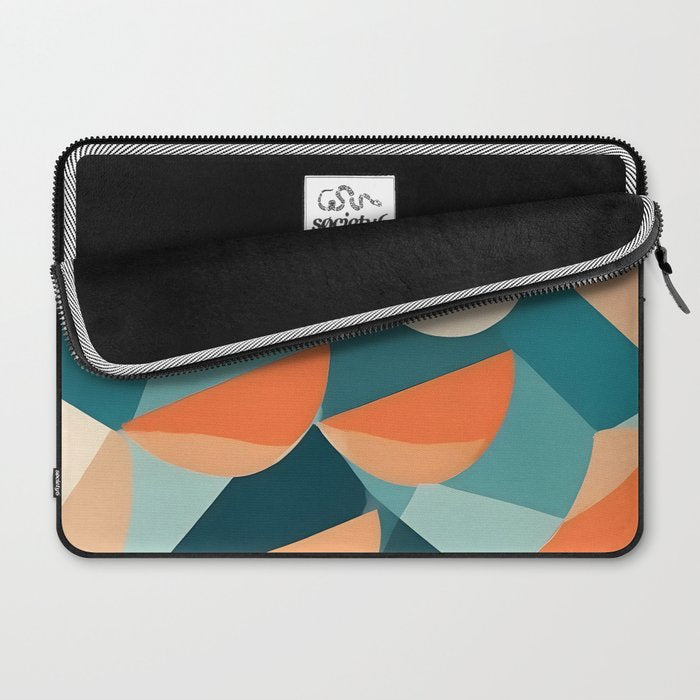 1/4 Cut, Abstract Fresh Fruits Citrus, Orange Lemon Illustration Scandinavian, Pastel Geometric Shapes eclectic Contemporary Modern Boho Laptop Sleeve Gallery Image 2