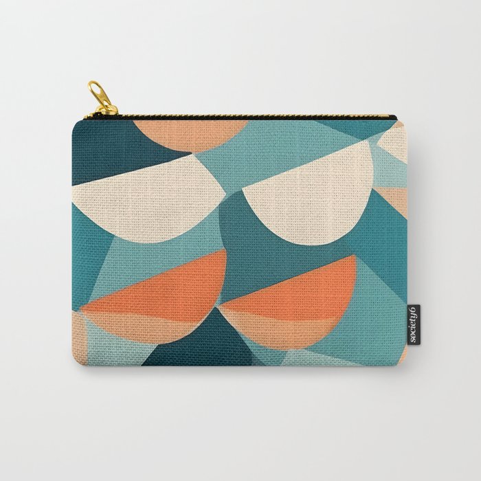 1/4 Cut, Abstract Fresh Fruits Citrus, Orange Lemon Illustration Scandinavian, Pastel Geometric Shapes eclectic Contemporary Modern Boho Carry All Pouch Gallery Image 1