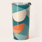 1/4 Cut, Abstract Fresh Fruits Citrus, Orange Lemon Illustration Scandinavian, Pastel Geometric Shapes eclectic Contemporary Modern Boho Travel Mug Gallery Image 2