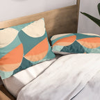 1/4 Cut, Abstract Fresh Fruits Citrus, Orange Lemon Illustration Scandinavian, Pastel Geometric Shapes eclectic Contemporary Modern Boho Pillow Sham Gallery Image 2