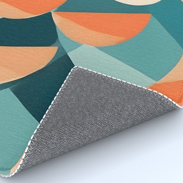 1/4 Cut, Abstract Fresh Fruits Citrus, Orange Lemon Illustration Scandinavian, Pastel Geometric Shapes eclectic Contemporary Modern Boho Rug Gallery Image 4