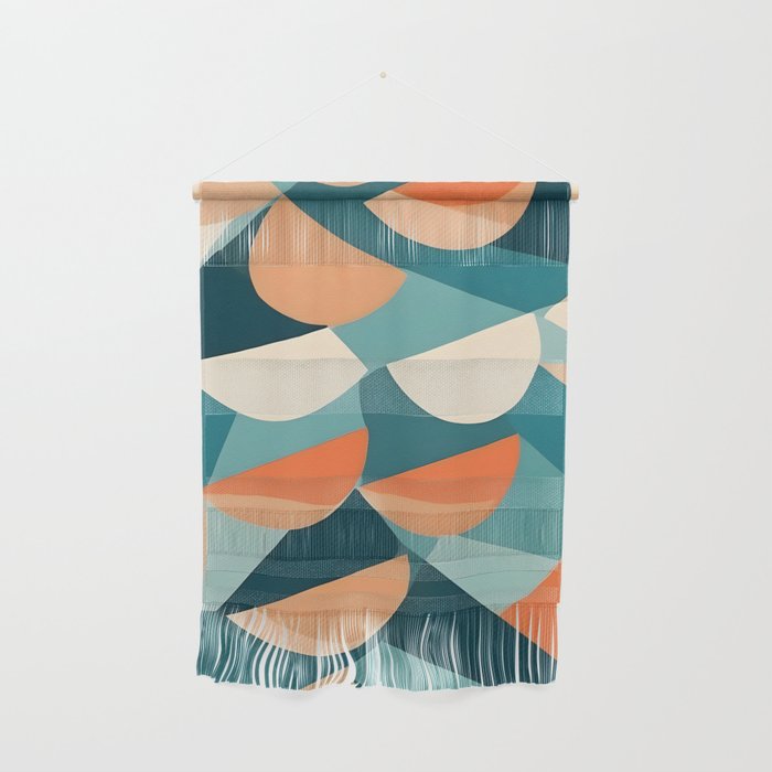 1/4 Cut, Abstract Fresh Fruits Citrus, Orange Lemon Illustration Scandinavian, Pastel Geometric Shapes eclectic Contemporary Modern Boho Wall Hanging Gallery Image 1