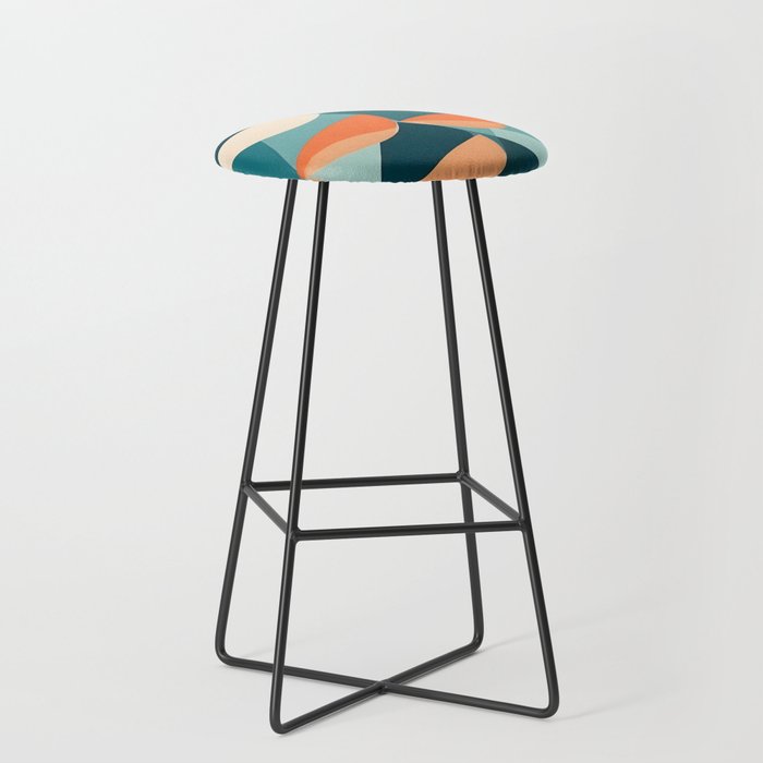 1/4 Cut, Abstract Fresh Fruits Citrus, Orange Lemon Illustration Scandinavian, Pastel Geometric Shapes eclectic Contemporary Modern Boho Stool Gallery Image 1