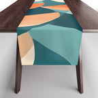 1/4 Cut, Abstract Fresh Fruits Citrus, Orange Lemon Illustration Scandinavian, Pastel Geometric Shapes eclectic Contemporary Modern Boho Table Runner Gallery Image 1