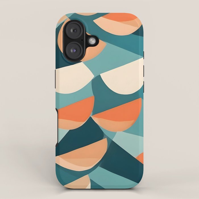 1/4 Cut, Abstract Fresh Fruits Citrus, Orange Lemon Illustration Scandinavian, Pastel Geometric Shapes eclectic Contemporary Modern Boho iPhone Case Gallery Image 1