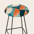 1/4 Cut, Abstract Fresh Fruits Citrus, Orange Lemon Illustration Scandinavian, Pastel Geometric Shapes eclectic Contemporary Modern Boho Stool Gallery Image 2