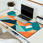 1/4 Cut, Abstract Fresh Fruits Citrus, Orange Lemon Illustration Scandinavian, Pastel Geometric Shapes eclectic Contemporary Modern Boho Desk Mat Gallery Image 2