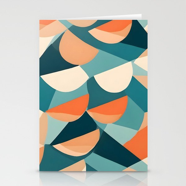 1/4 Cut, Abstract Fresh Fruits Citrus, Orange Lemon Illustration Scandinavian, Pastel Geometric Shapes eclectic Contemporary Modern Boho Stationery Card Gallery Image 2