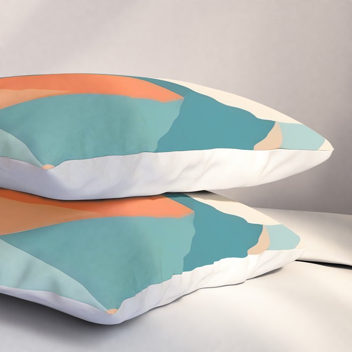 1/4 Cut, Abstract Fresh Fruits Citrus, Orange Lemon Illustration Scandinavian, Pastel Geometric Shapes eclectic Contemporary Modern Boho Pillow Sham Gallery Image 3