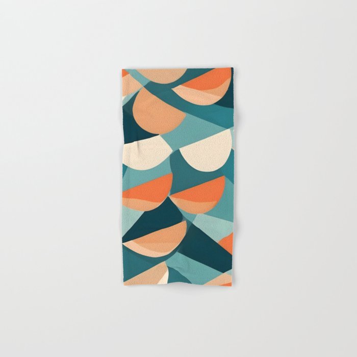 1/4 Cut, Abstract Fresh Fruits Citrus, Orange Lemon Illustration Scandinavian, Pastel Geometric Shapes eclectic Contemporary Modern Boho Bath Towel Gallery Image 1