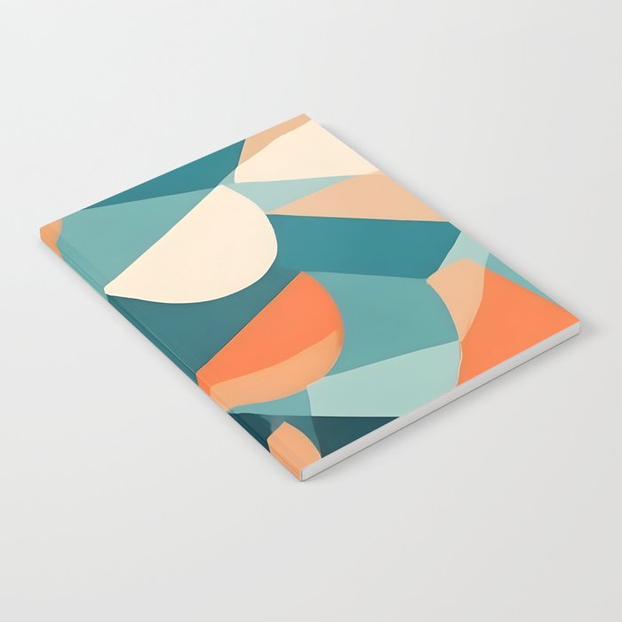 1/4 Cut, Abstract Fresh Fruits Citrus, Orange Lemon Illustration Scandinavian, Pastel Geometric Shapes eclectic Contemporary Modern Boho Notebook Gallery Image 2