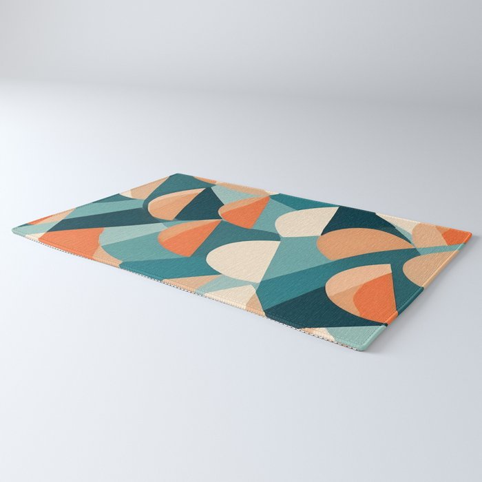 1/4 Cut, Abstract Fresh Fruits Citrus, Orange Lemon Illustration Scandinavian, Pastel Geometric Shapes eclectic Contemporary Modern Boho Rug Gallery Image 3