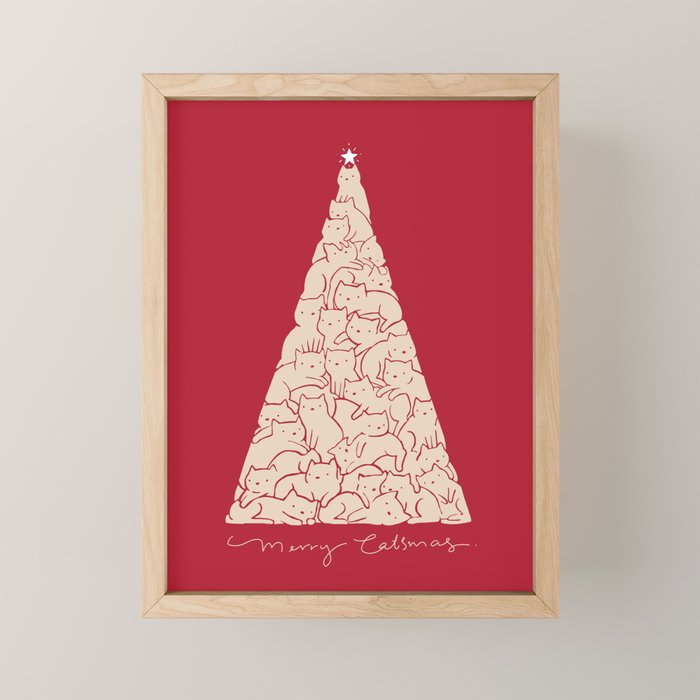 Cat Landscape 169: Merry Catsmas Mini Art Print Gallery Image 1