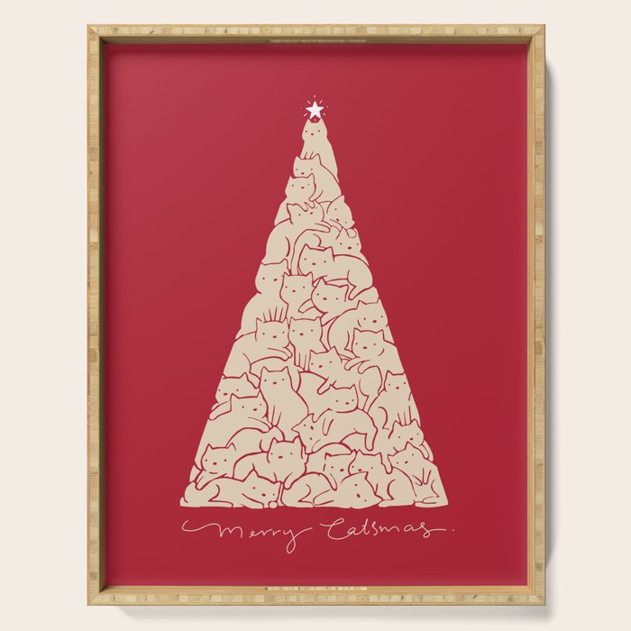 Cat Landscape 169: Merry Catsmas Serving Tray Gallery Image 1