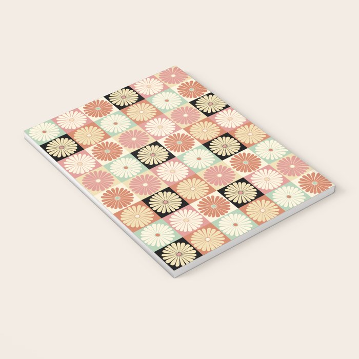 Retro Flowers Check Pattern XXVI Notebook Gallery Image 3