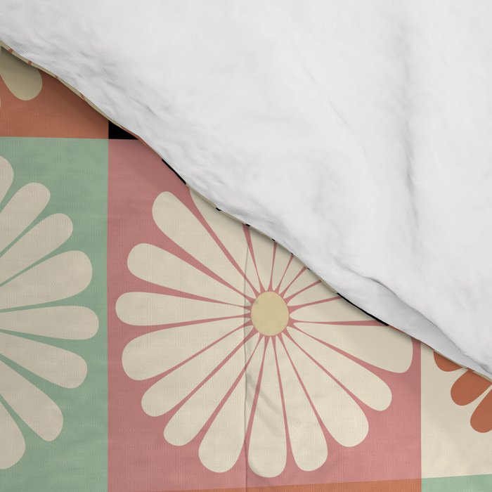 Retro Flowers Check Pattern XXVI Comforter Gallery Image 4