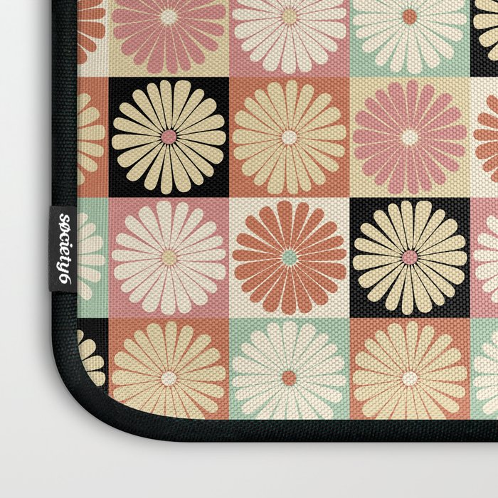 Retro Flowers Check Pattern XXVI Laptop Sleeve Gallery Image 3