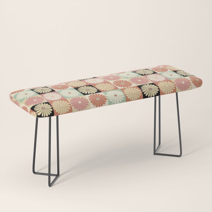 Retro Flowers Check Pattern XXVI Bench Gallery Image 1