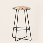 Retro Flowers Check Pattern XXVI Stool Gallery Image 1