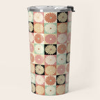 Retro Flowers Check Pattern XXVI Travel Mug Gallery Image 2