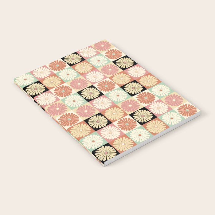 Retro Flowers Check Pattern XXVI Notebook Gallery Image 1