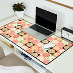 Retro Flowers Check Pattern XXVI Desk Mat Gallery Image 2