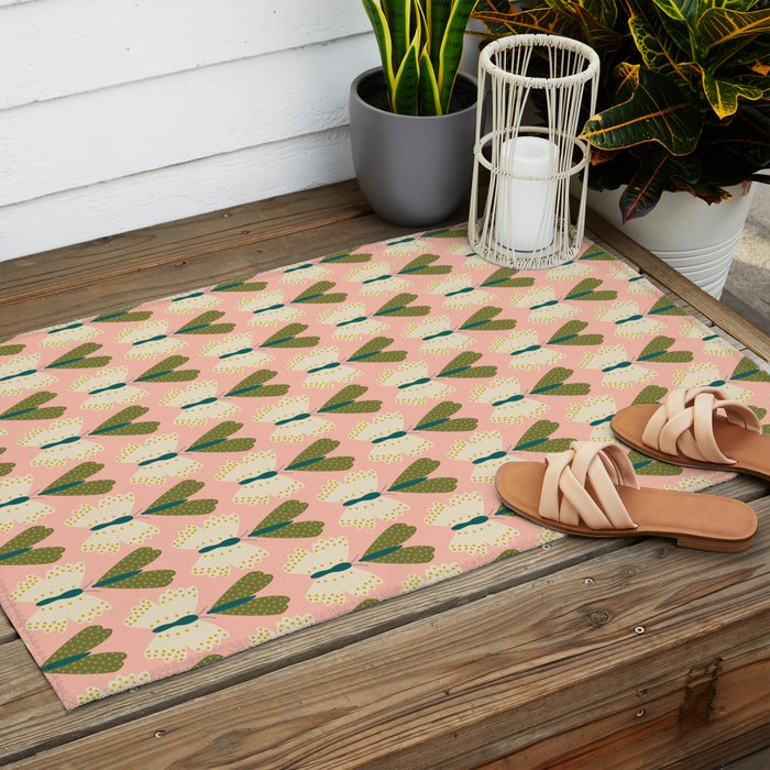 Vintage Butterfly and Moth  Outdoor Rug Gallery Image 2
