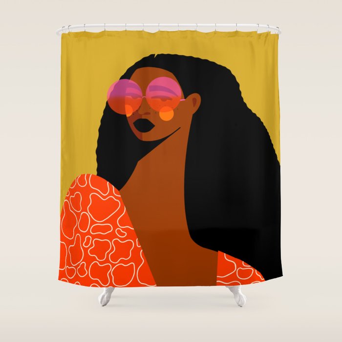 Wavy Retro Vibe Shower Curtain Gallery Image 1