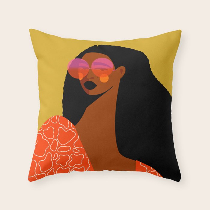 Wavy Retro Vibe Throw Pillow Gallery Image 6