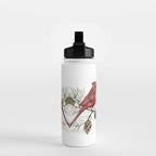 Christmas Red Cardinal Bird and Pine Watercolor Water Bottle Gallery Image 2