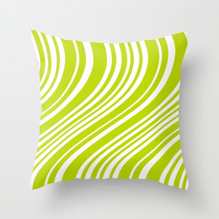 Wavy Stripes XXXVIII - Y2K Lime Green Throw Pillow Gallery Image 6