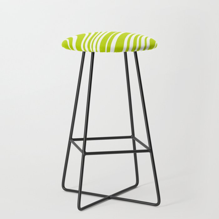 Wavy Stripes XXXVIII - Y2K Lime Green Stool Gallery Image 1