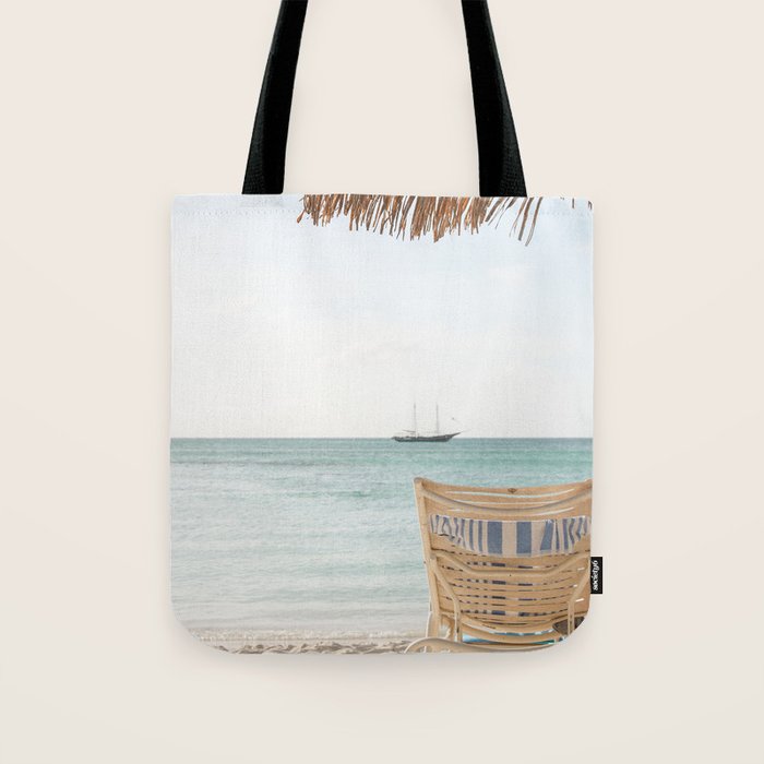Summer Holiday Beach Photo | Aruba Island Ocean View Art Print | Caribbean Nature Travel Photography Tote Bag Gallery Image 1