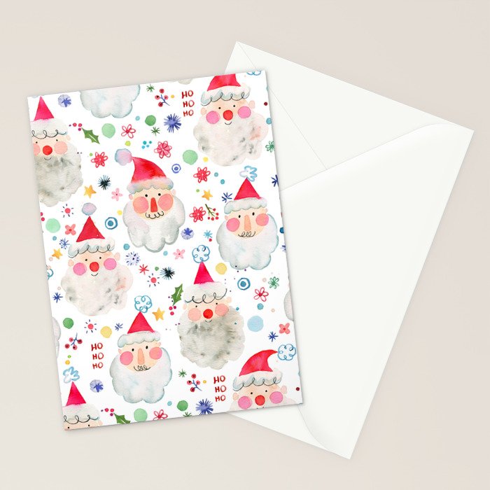 Holiday 2025 Santa claus Happy cute portrait Multicolored Christmas Stationery Card Gallery Image 2